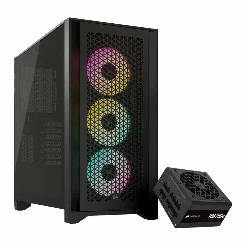 Corsair 4000D RGB Airflow Black Chassis + Corsair RM750e Black PSU Bundle